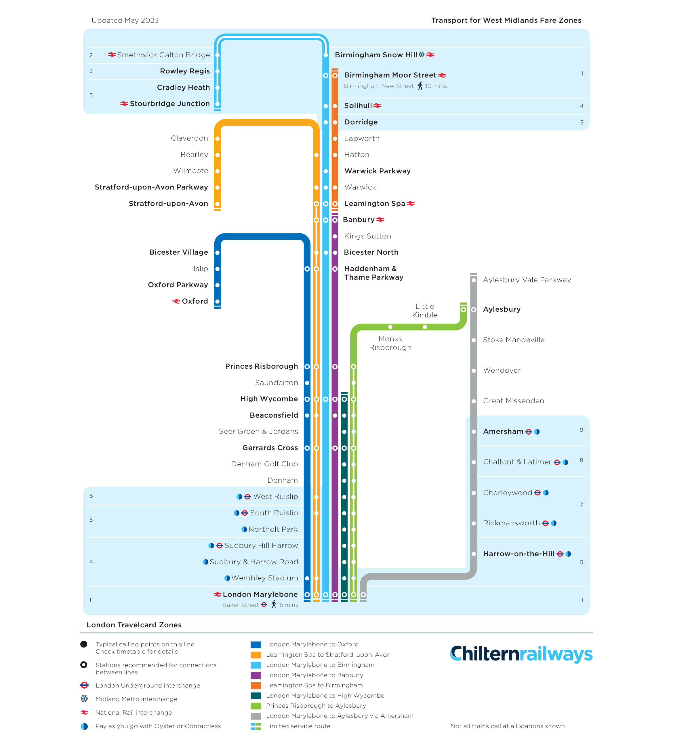 Chiltern train / rail map
